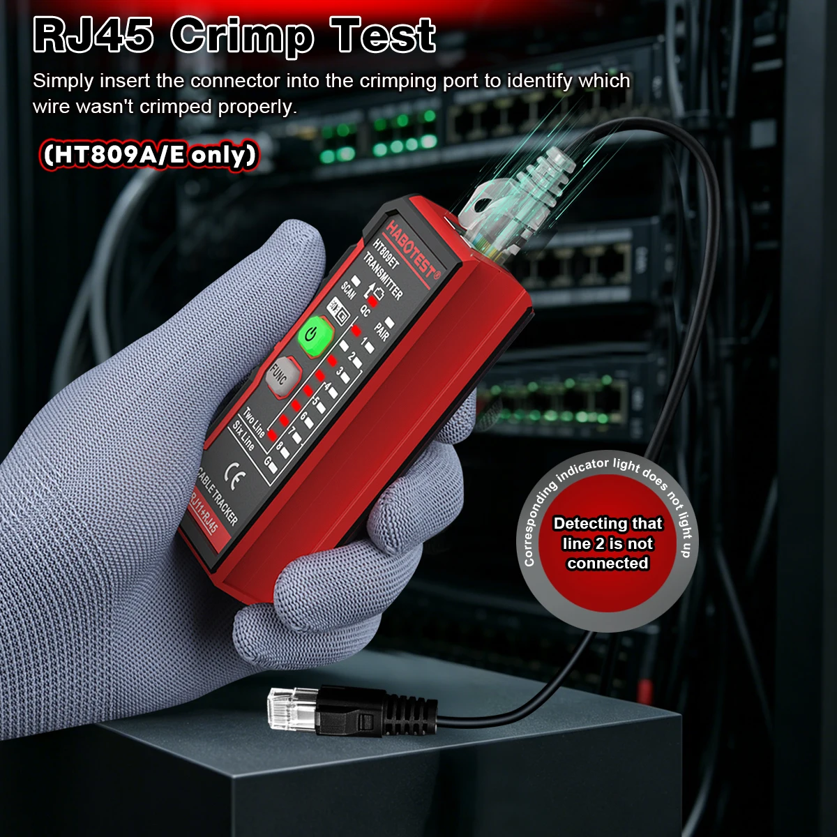 HABOTEST Kabeltester HT809A RJ45 RJ11 Ethernet-Leitungsfinder CAT5 VFL Glasfaser-Fehlerdetektor mit Geräuschunterdrückung – Detail 11