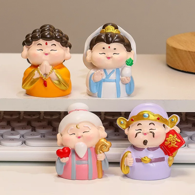 Lucky Immortals' Office Desktop Ornaments,Disperse Bad People Bring Love and Wealth Various Immortals,Resin Cartoon Decoration