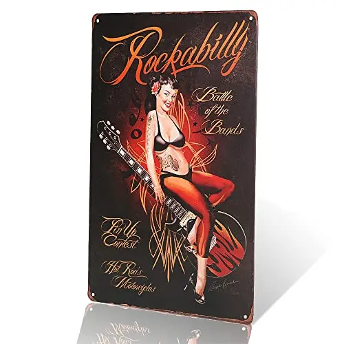 dingleiever-Rockabilly Metal tin Poster Vintage Home Decor Garage Wall Art pin up Sticker