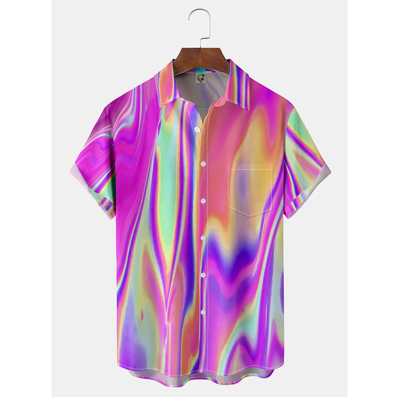 قميص هاواي بطباعة ثلاثية الأبعاد للرجال ، توبات هاراجاو ، تيشيرتات بأكمام قصيرة ، بلوزة كبيرة الحجم ، ملابس غير رسمية ، عطلة ، صيف ، Y2k #3