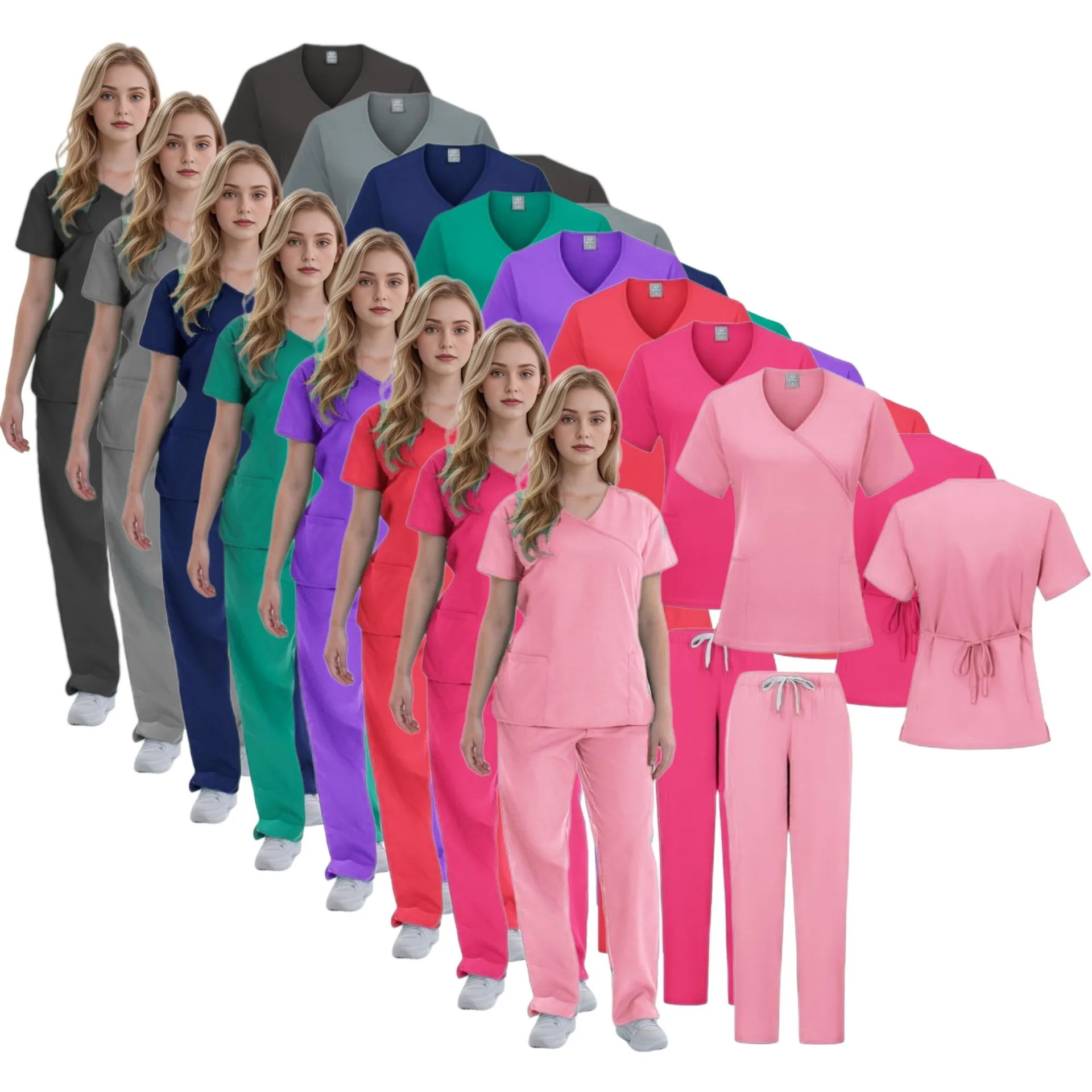 

Multicolor Wholesale Clinical Scrubs Set Uniforms Beautician Lab Workwear Pocket Medical Nurse Nursing Uniforms Vet Work Clothes