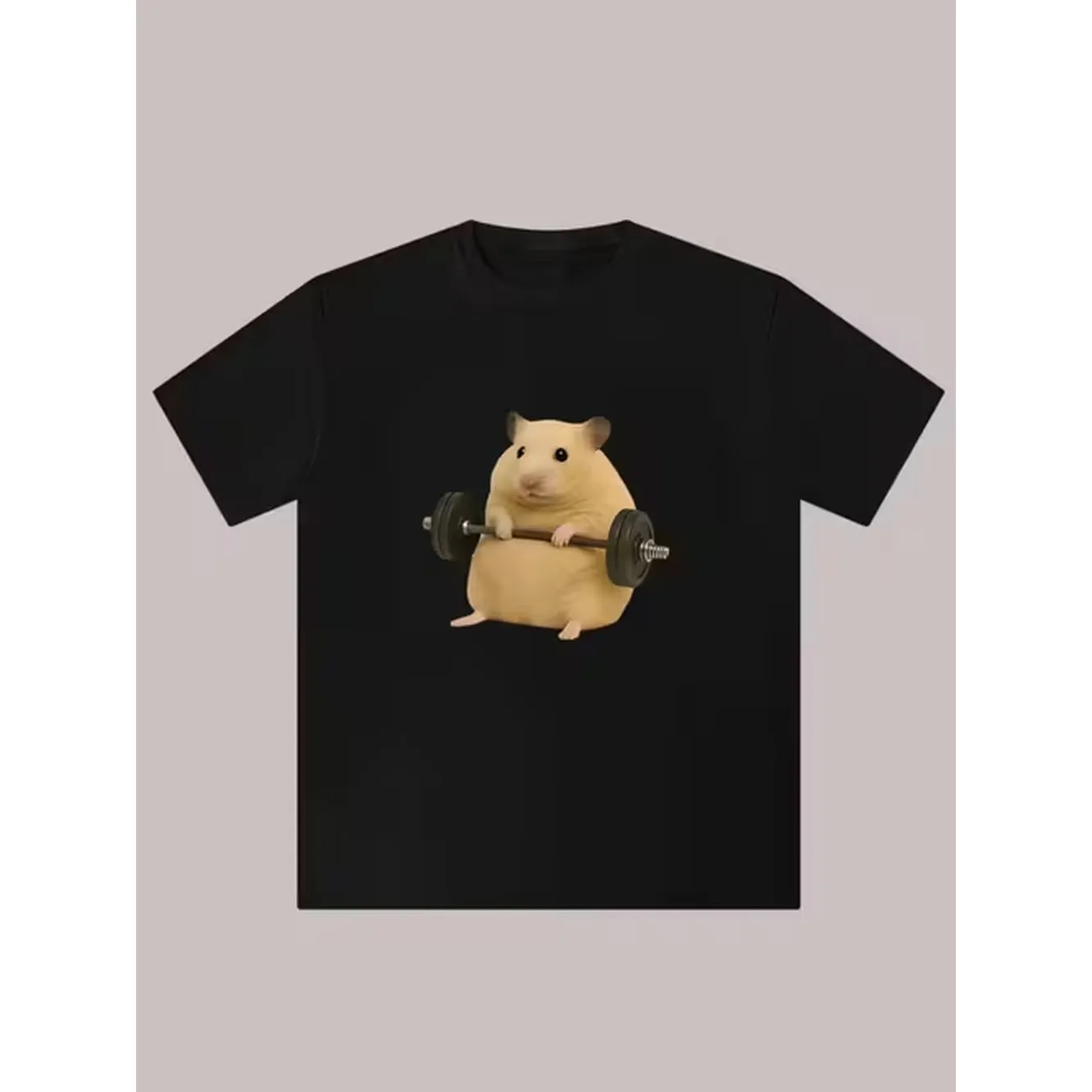 item picture mens cute hamster lifting weights t shirt style soft and breathable 100 polyester fiber round neck short sleeve summer tee quirky graphic tee