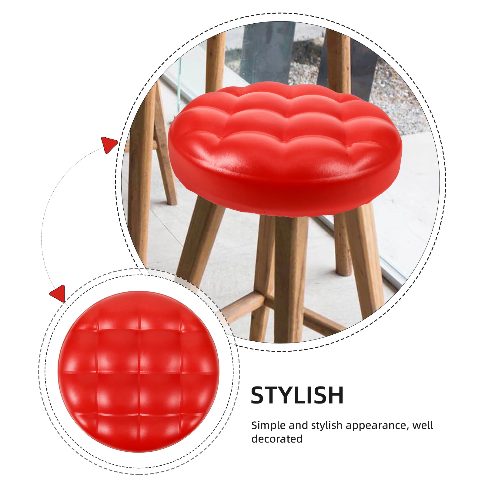 

Round Bar Stool Cushion Replacement Pad Artificial Padded Seat Cover For Home Restaurant Bar Chair Red Stool