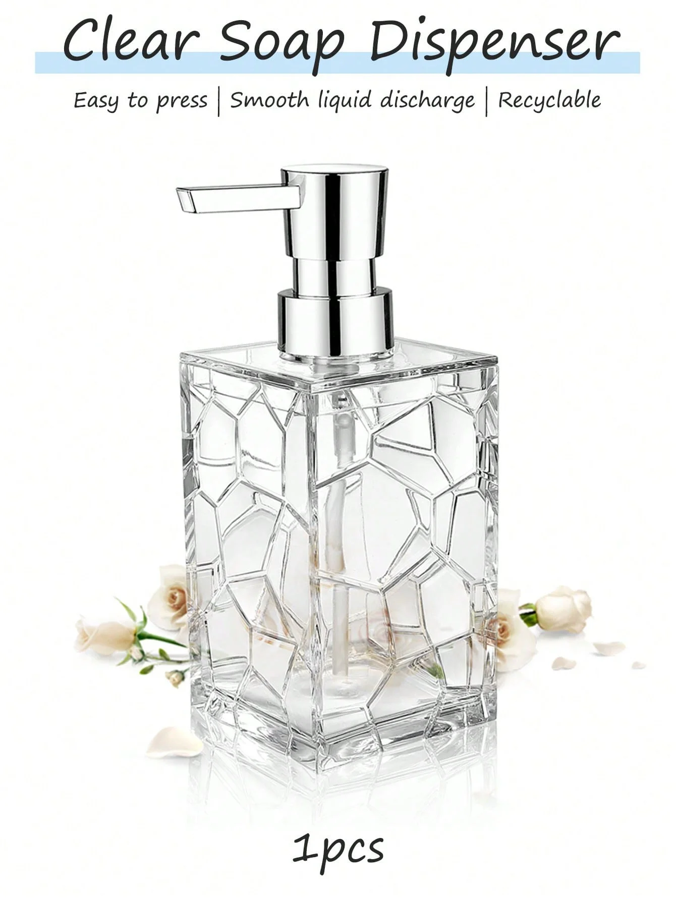 

1 шт., прозрачный дозатор для мыла, устойчивый к ржавчине, акриловый пластиковый дозатор для мыла для рук, набор для ванной и кухни
