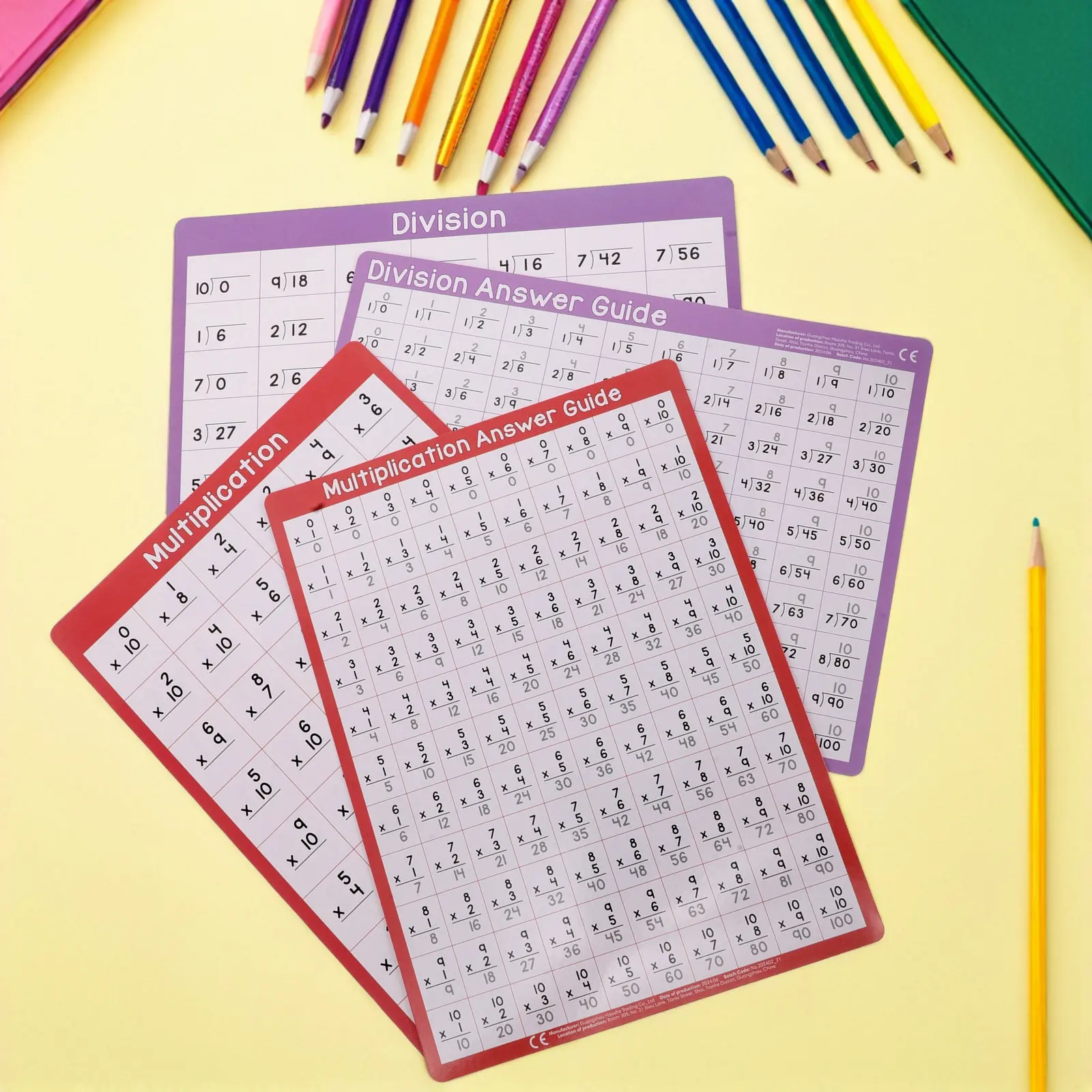 4Sheets Double-Sided Math Board A4 Dry Erase Multiplication Chart Division Table Classroom Homeschool Supplies Reusable