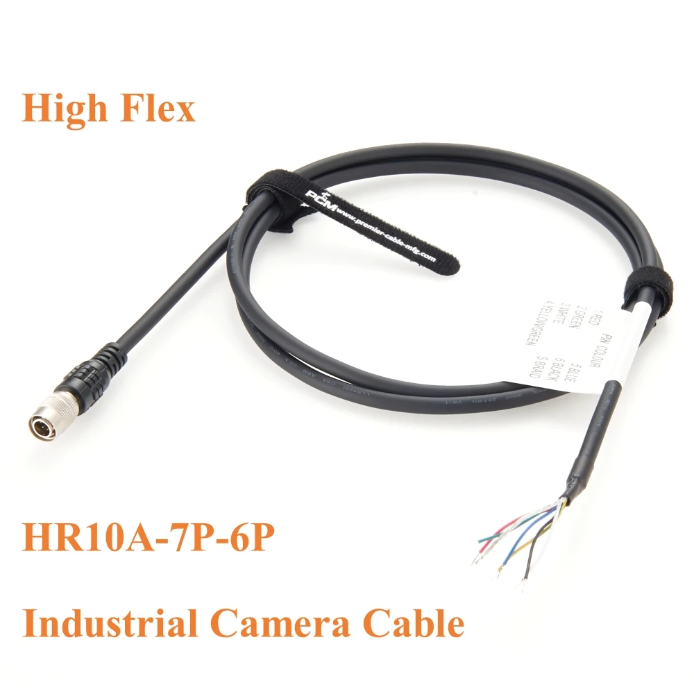 Compatible with Hirose 6Pin HR10A-7P-6P Male to Open End Flying Cable High Flex Industrial Camera GPIO Power Supply for Basler