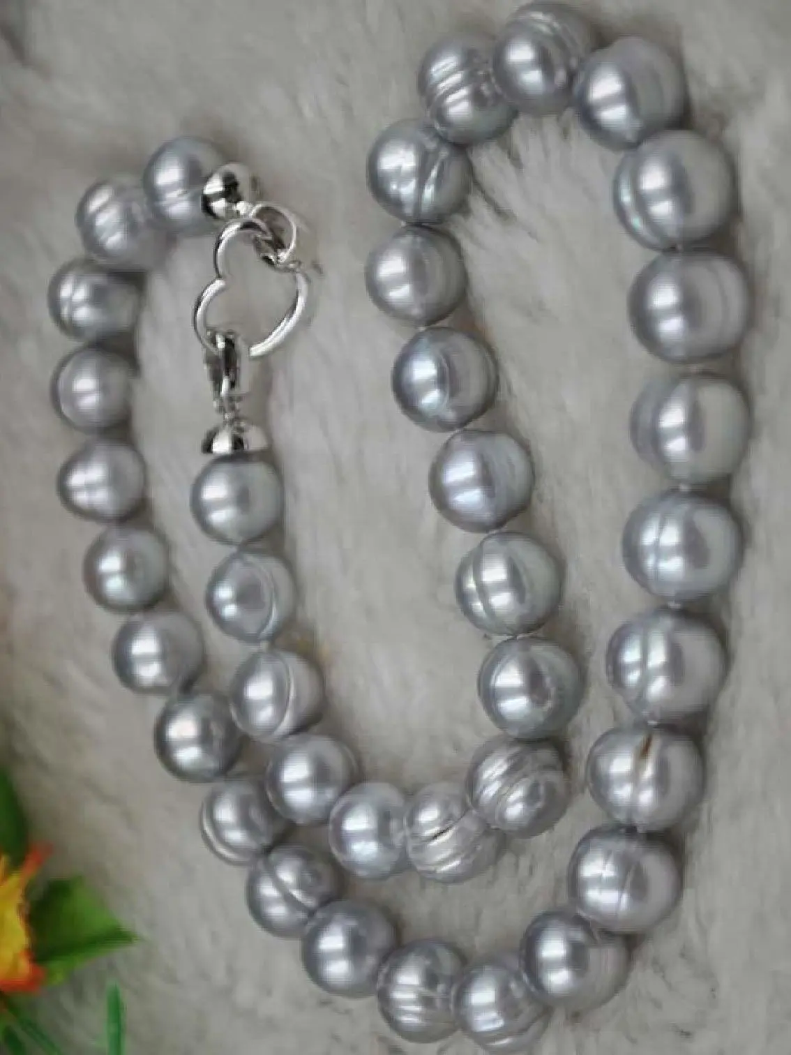 

lady's new design 17.5" 9-10mm gray baroque freshwater pearl necklace