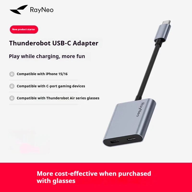 For RayNeo USB-C Adapter Portable Converter for RayNeo Air 4 PRO/Air 3S, Air 2S Air Glasses Adapter C-Mount Game Equipment
