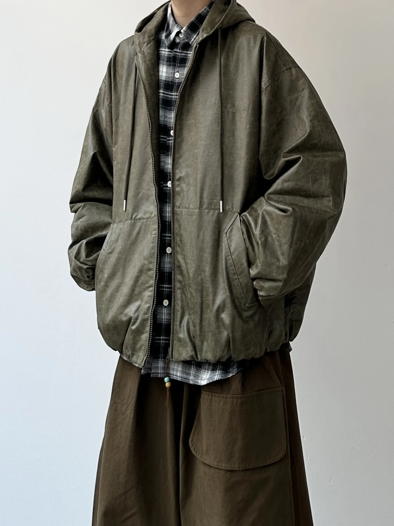 

Joyzone американский ретро винтажный джарет из искусственной кожи с капюшоном повседневная свободная рабочая одежда пальто для мужчин и женщин весна осень модный