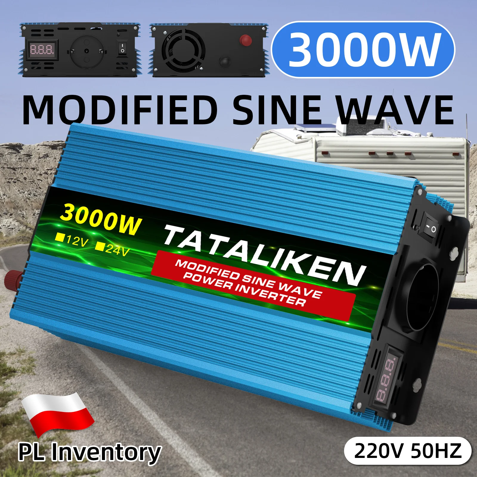 Inverter da 24V a 220V 2000W 2500W 3000W 4000W con Porte USB, Spina EU, Ventola di Raffreddamento, Convertitore di Potenza per Camion, Furgoni, Camper