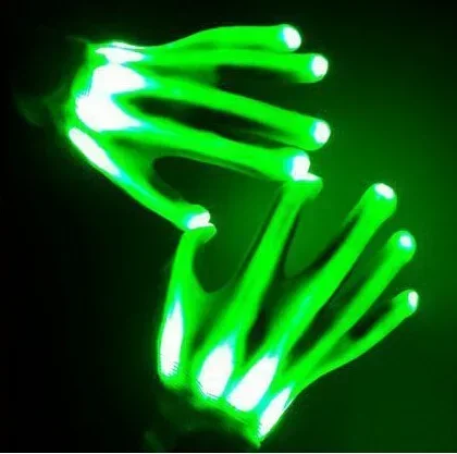 LED Gloves Neon Guantes Glowing Halloween Party Light Props Luminous Flashing Skull Gloves Stage Costume Supplies Robot Costume