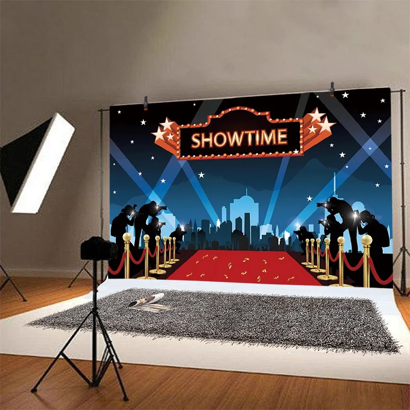 Paparazzi fondale Banner Hollywood Night Movie Star adulti Party Red Carpet Decoration Photo Booth sfondo fotografia puntelli