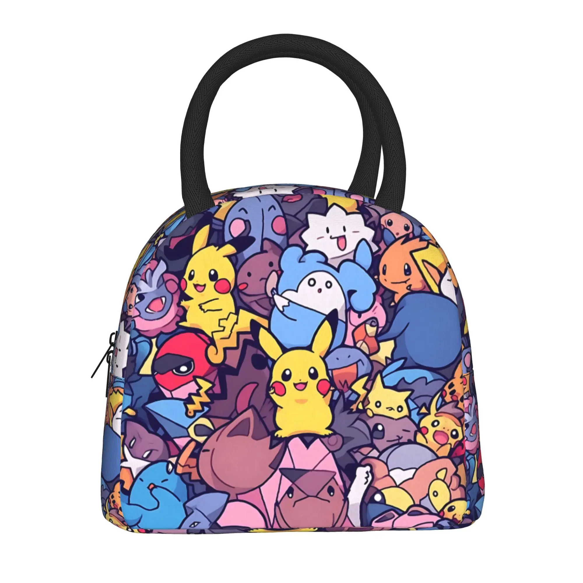 Pokemon Dense Character Collage Handbag Insulated Lunch Bag Meal Pack Rice Bag  bolsa Student Bento Lunch Handbag Insulation