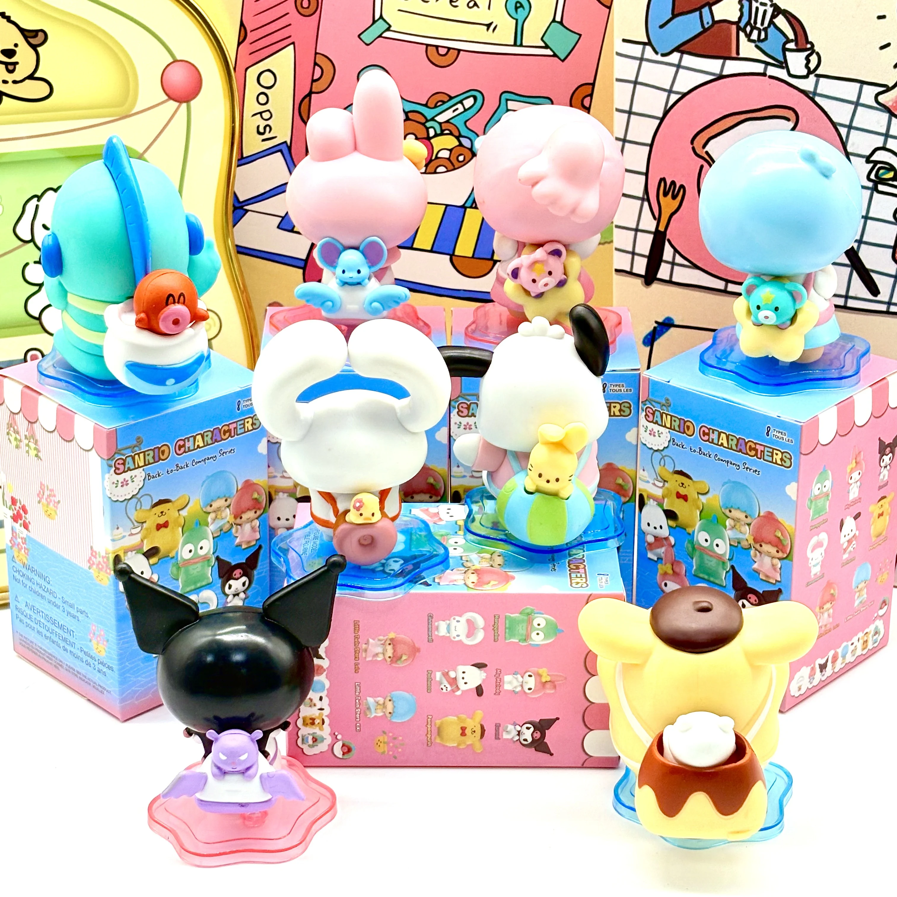 Sanrio Kuromi ma mélodie Hangyodon cannelle pompon Purin anime boîte aveugle figurine bureau mignon ornement cadeau décoration kawaii