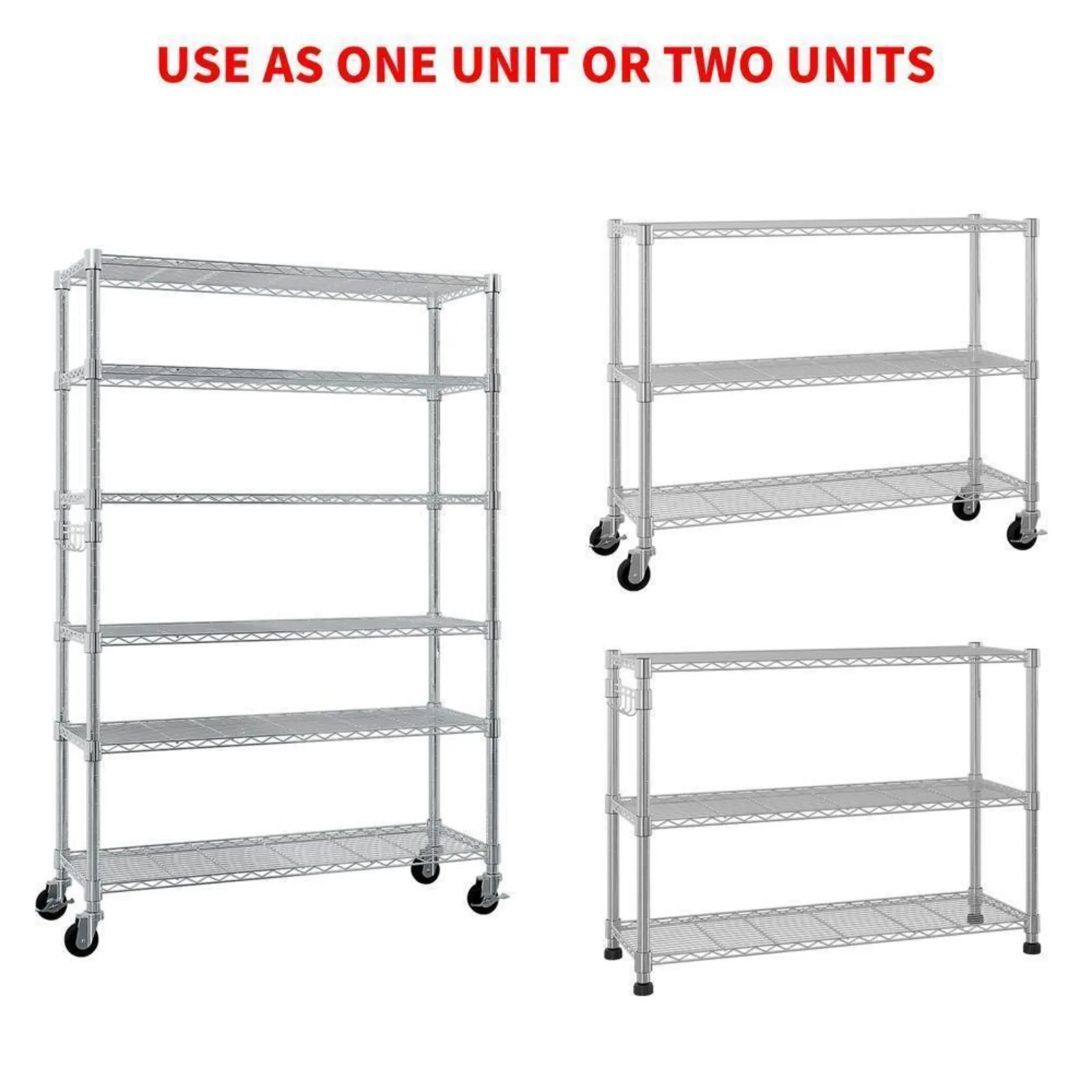 

US Rolling 6 Tier Storage Shelf Heavy Duty Storage Shelving Unit Metal Storage Rack