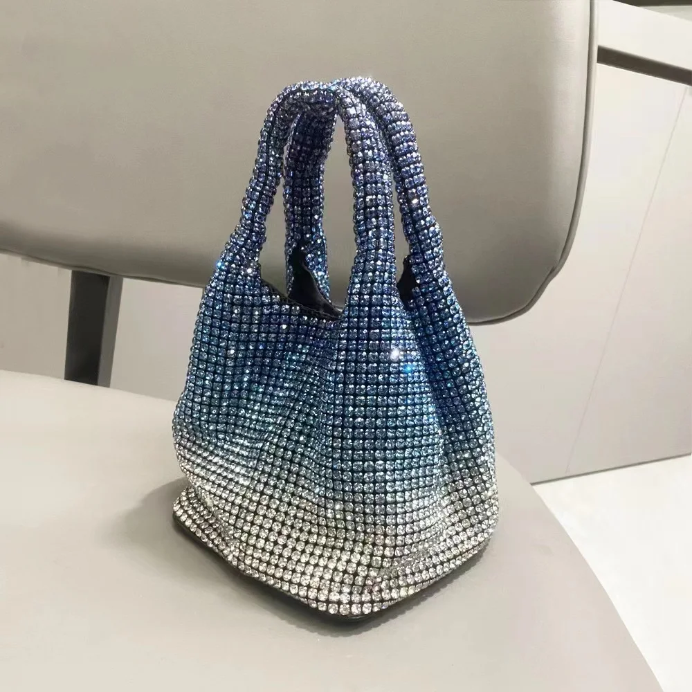 Handle Rhinestones Evening clutch Bag Purses and handbag luxury Designer hobo shoulder bag Shiny Crystal Clutch purse bucket bag