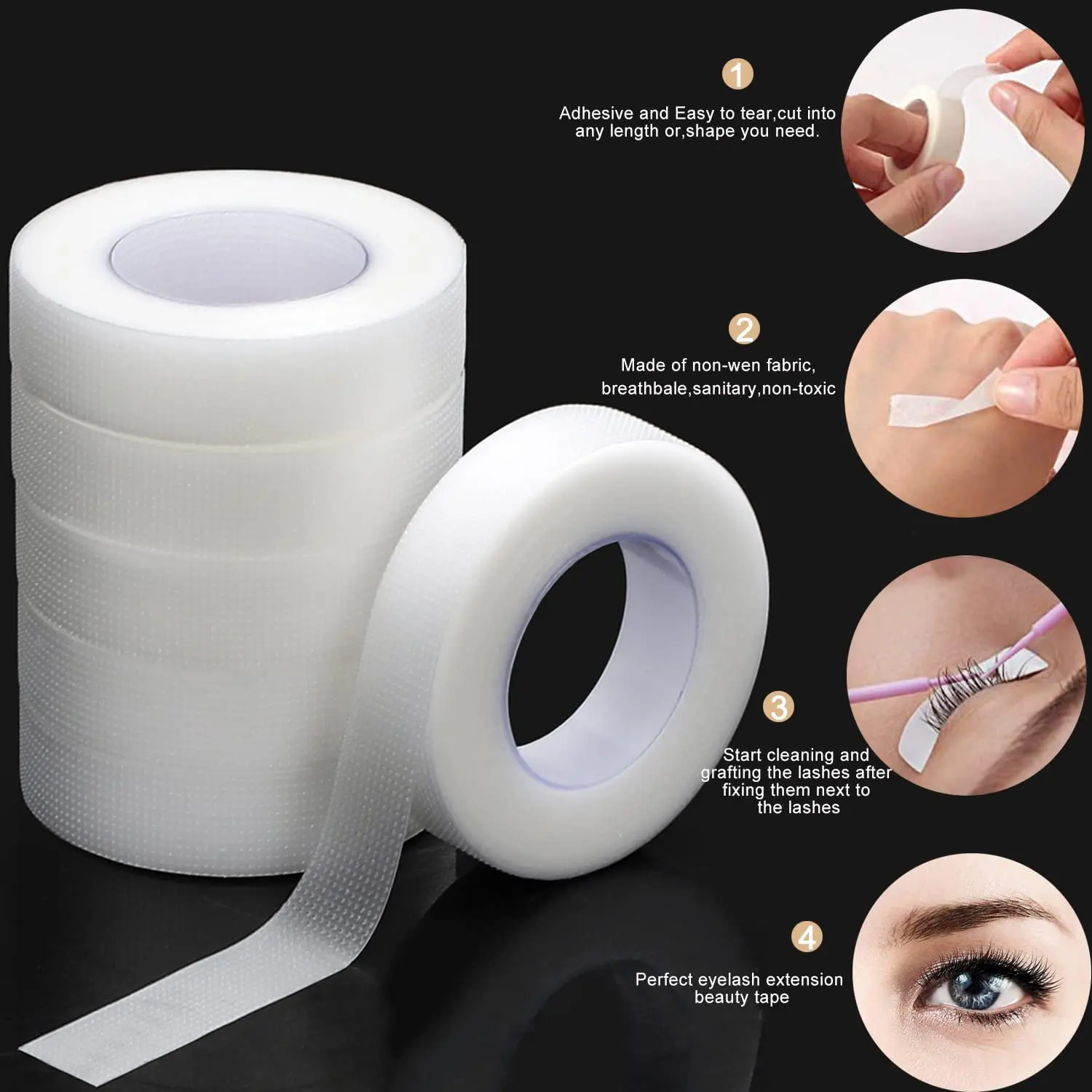 1/5/10 Rolls 9mx1.25cm Eyelash Tape Transparent Adhesive Fabric Adhesive Breathable Micropore Fabric Tape for Eyelash Extension