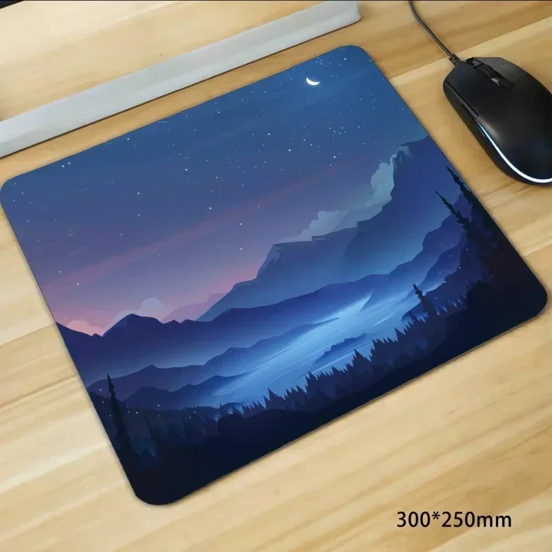 Night Sky Moon Mouse Pad 25x30cm Natural Rubber Non-slip Deskmats Portable Cushion Art Design Office Mousepad Gaming Accessories