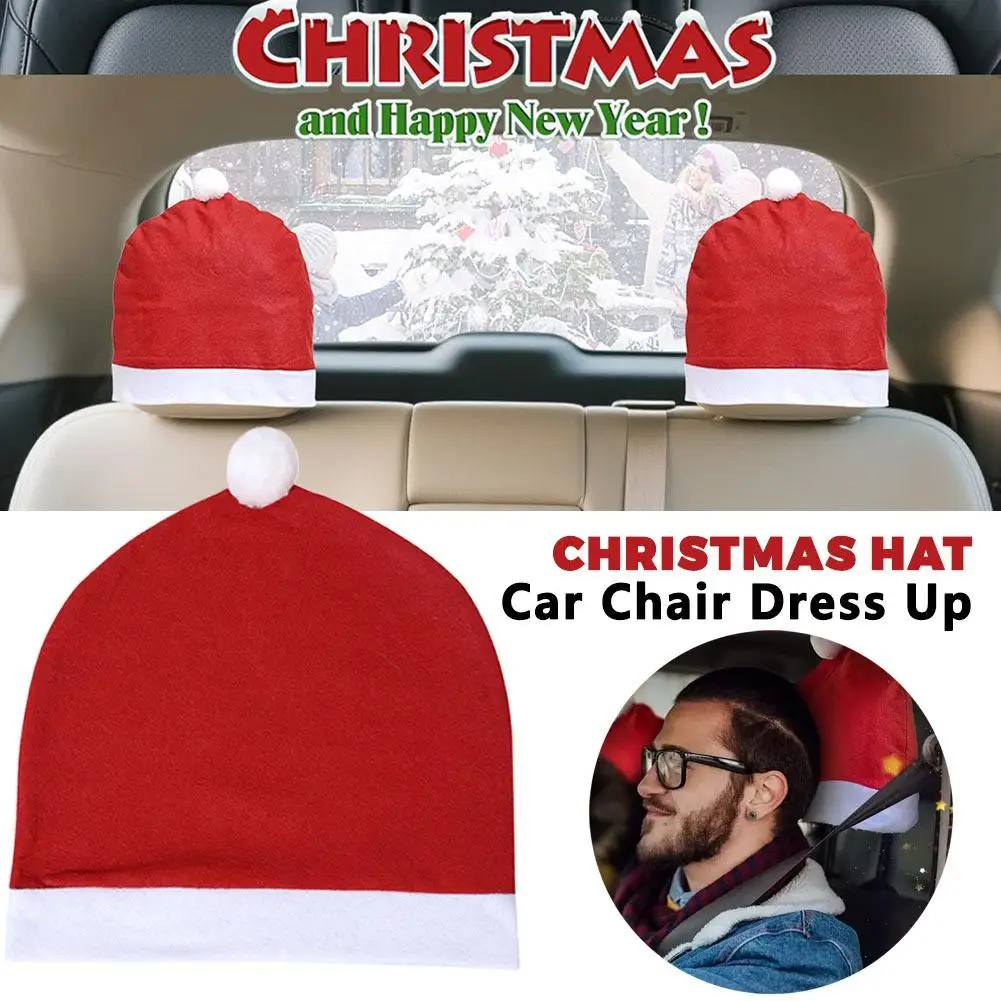 デスク/車椅子カバー クリスマスカーシートヘッドレスト装飾カバー クリスマスカーデコレーション帽子アクセサリー