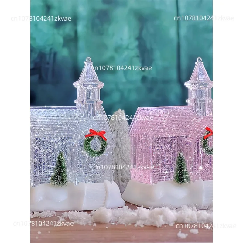 New Christmas Gift Luminous Resin House Ornament Cross-border Resin Music Box,