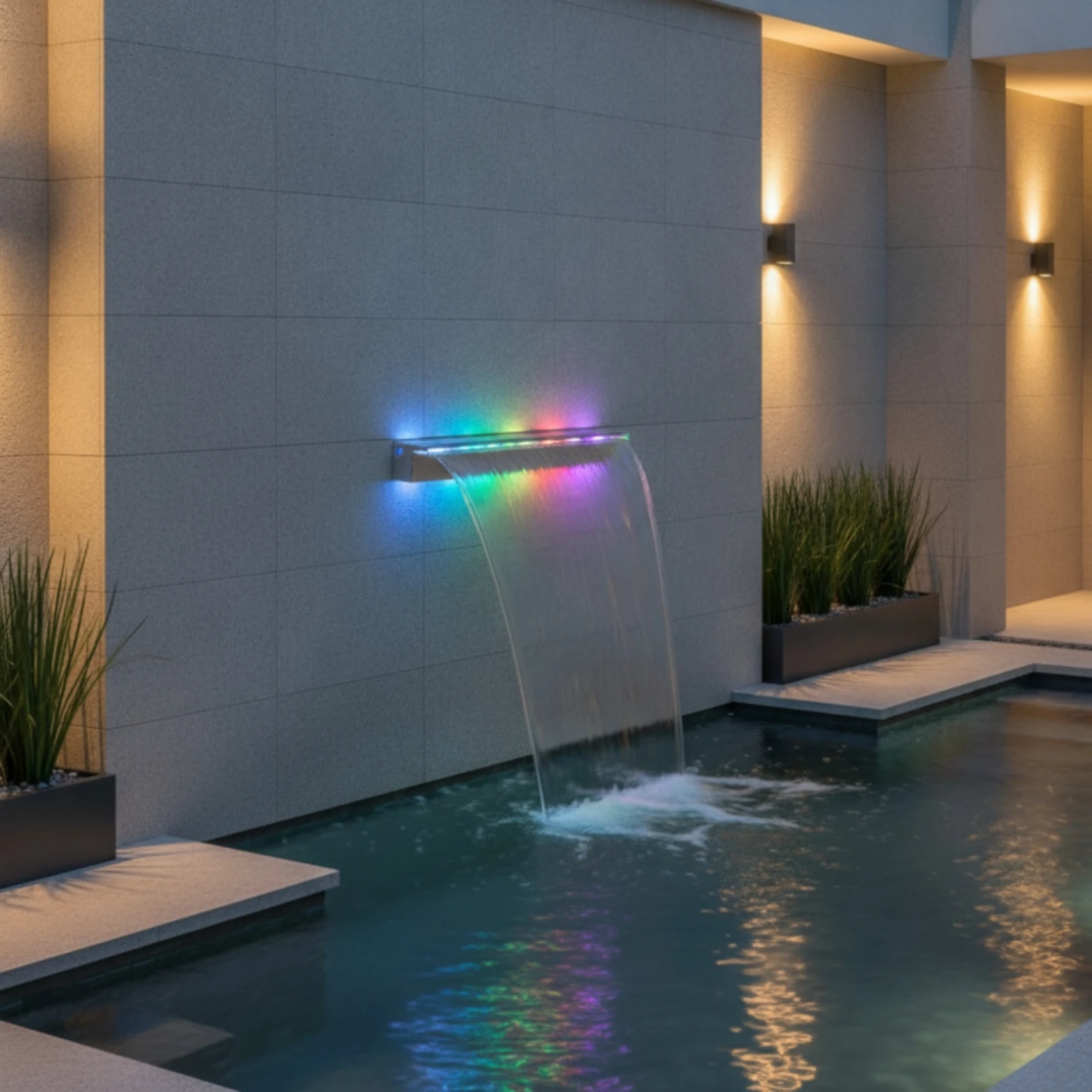 Waterfall Outlet Compact Waterfall Spillway with Clear Channel Water Feature Rectangular Fountain Easy to Install
