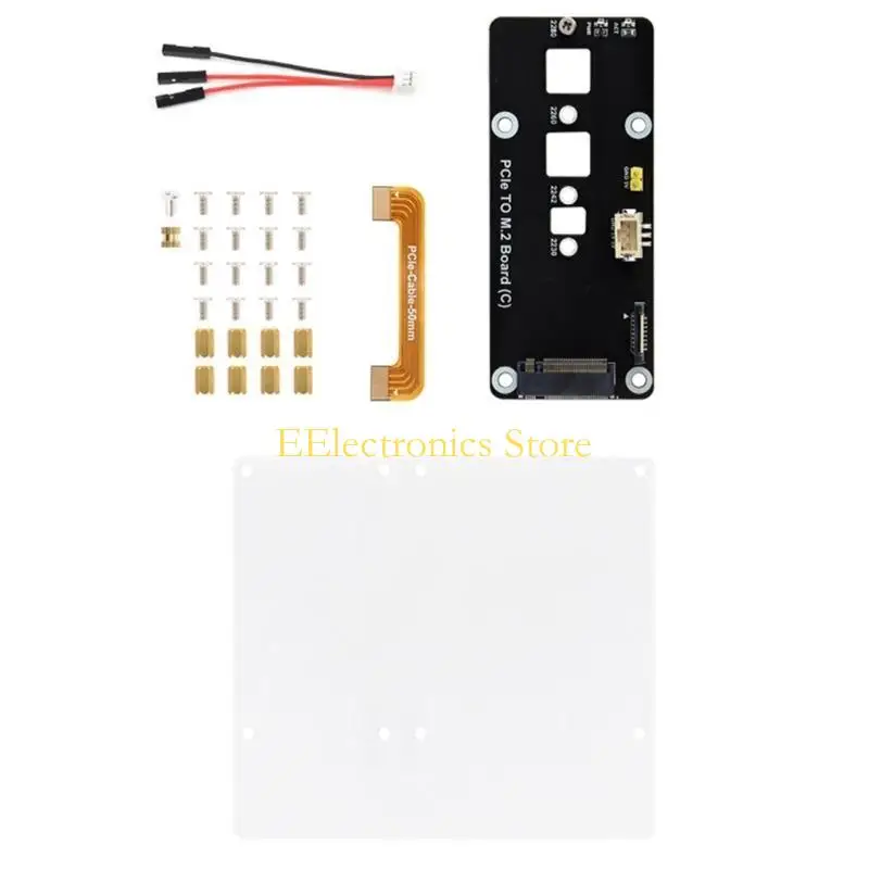 B03C For Pi 5 PCIe to M.2 NVMe SSD Adapter Supports Gen3For 5 Supports 2280/2242/2230 size SSD