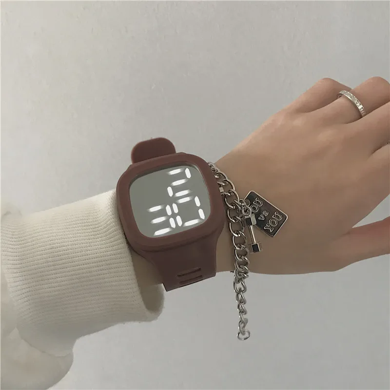 Fashion Electronic Led Dightal Watches for INS Niche Square Mirror Watch for Women Men Student Korean Version Simple Temperament