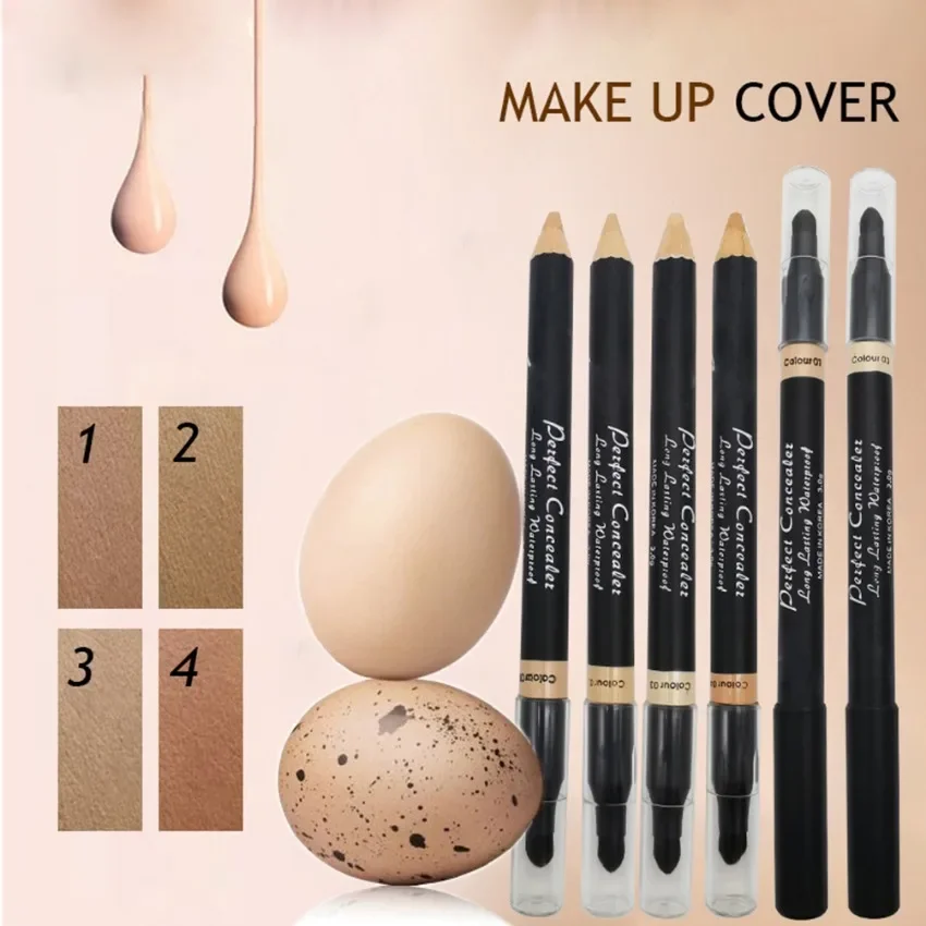 

4-color Double-headed Concealer Pen Private Label Full Coverage Long Lasting Matte Custom Logo Makeup Cruelty Free Black Package