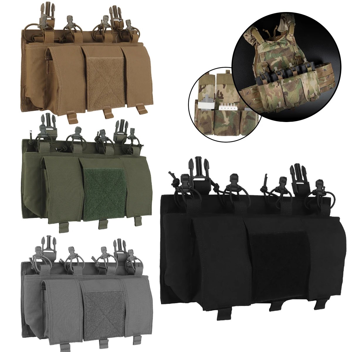 Tactical Quad Magazine Quick Panel 25mm Socket Multifunctional Tactical Undershirt Triple Miscellaneous Package