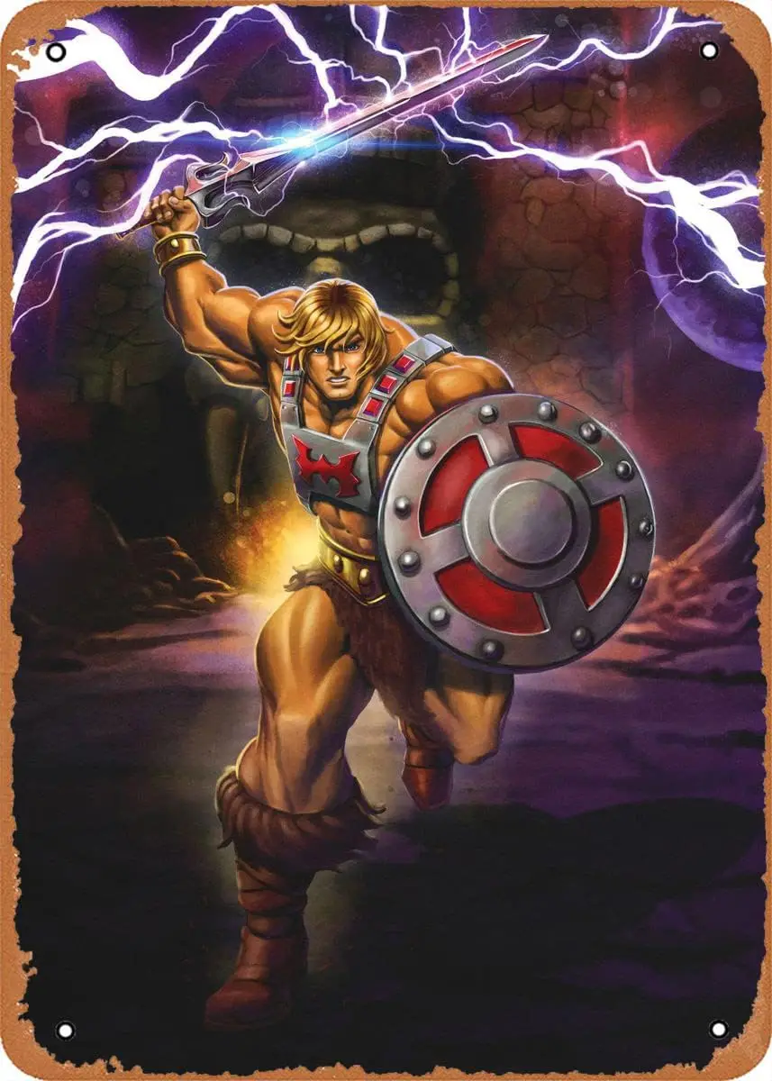 Metal wall sign Illustrated Characters He Man Attack - 8 X 12 Inch Retro Tin Sign sign