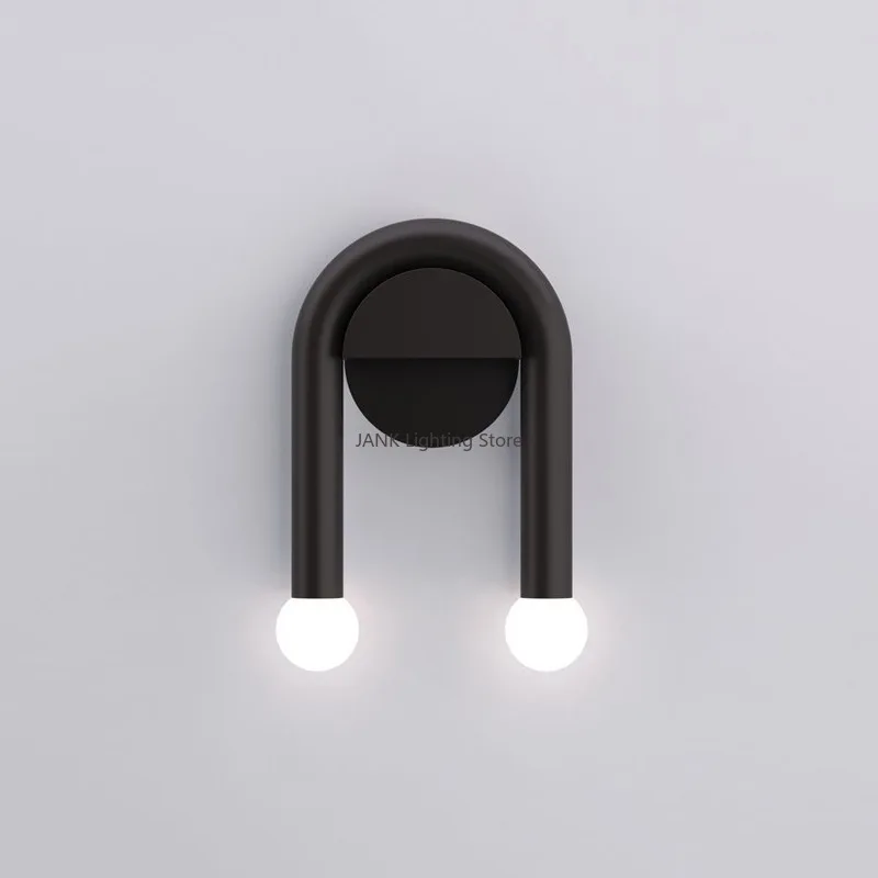 u shape design led lampada de parede interior minimalista fixture home decor quarto estudo nordico sonce designer preto 01