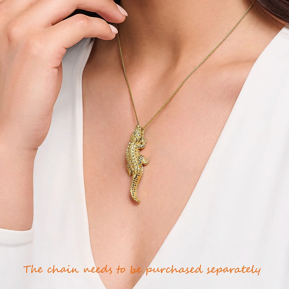 Crocodile Golden Pendant Brand New Fine Jewelry Accessories 925 Sterling Silver Trendy Gift For Woman Men