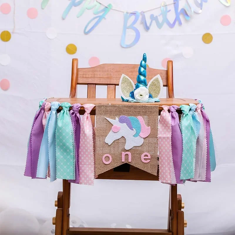 

Unicorn Chair Banner Baby First 1st Birthday Party Decorations Banner Baby Shower Garland Boy Girl Hanging Bunting Supplies