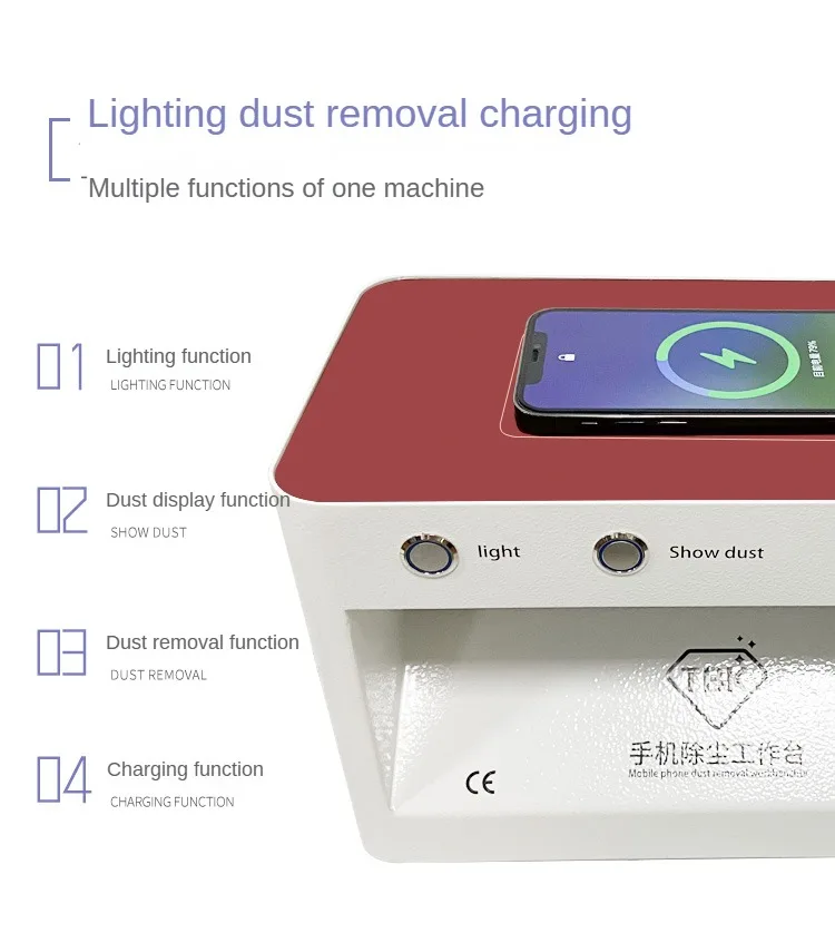 

TBK-705A 3 in 1 Work Bench Removing Cellular Phone Dust With Wireless Charger LCD Repair Cleaning Room