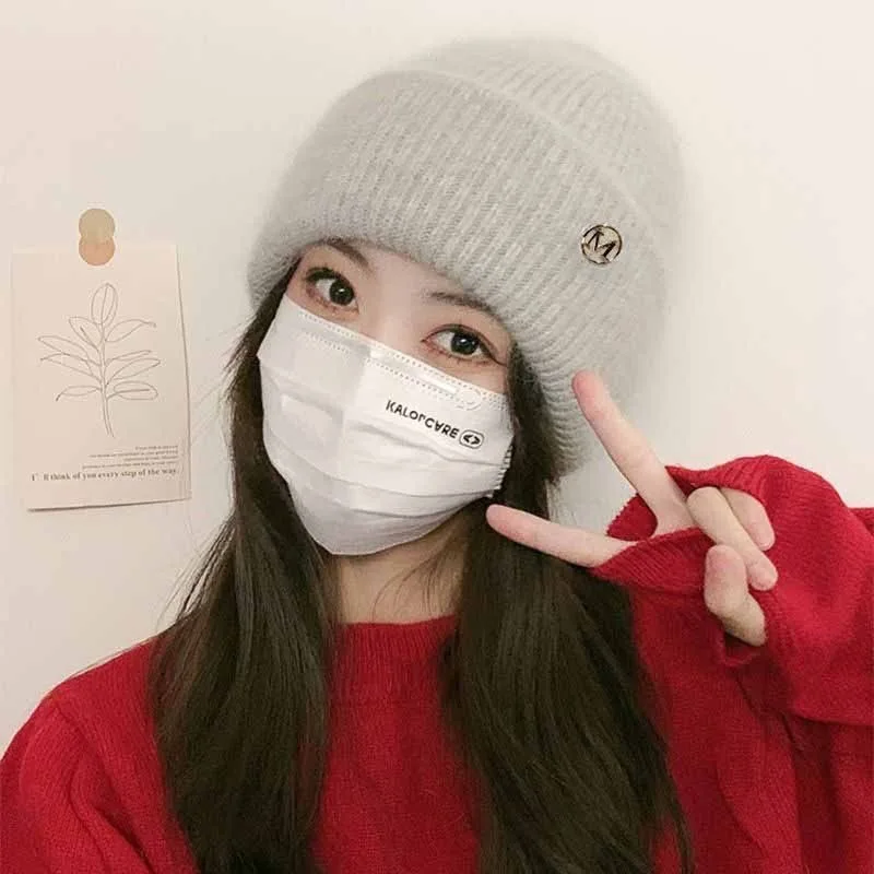 Knitted hat with thick velvet for women, warm and versatile, big head circumference, head cover, ear protection, cold hat image 3