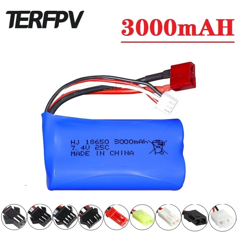 7.4V 3000mah 18650 bateria Lipo dla Q46 Wltoys 10428/12428/12423 X9115 Q46 RC akcesoria samochodowe o dużej pojemności 2S akumulator