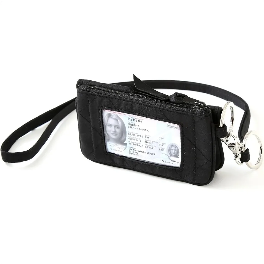 

Держатель карты RFID-блокирующий ID-держатель со шнурком для мужчин и женщин Двойные карманы Держатель бейджа Ремешок Кошелек Тканевый брелок ID