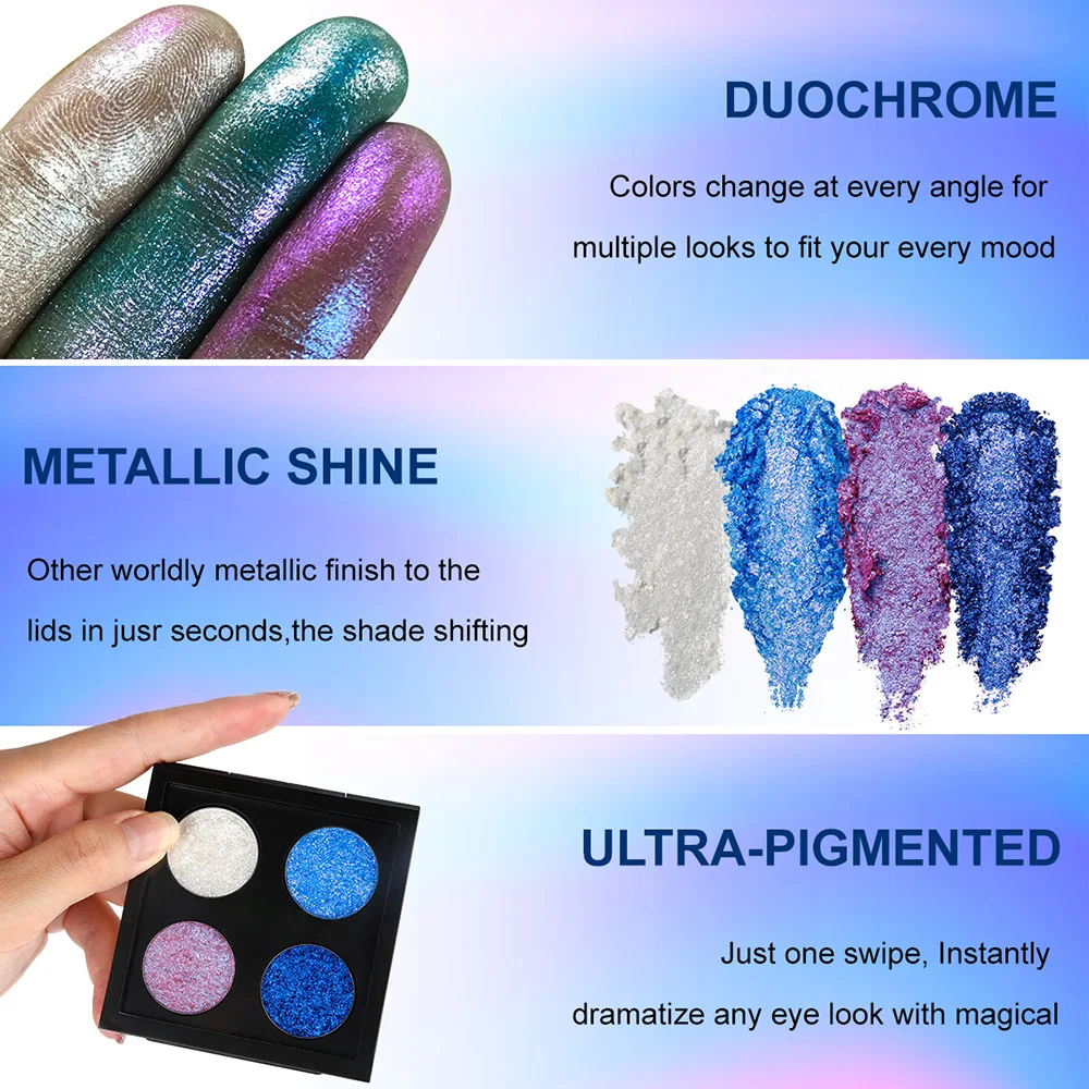 4 Colors Diamond Brilliance Chameleon Eyeshadow Palette Private Label Optical Makeup Eye Shadow Palette Custom Logo