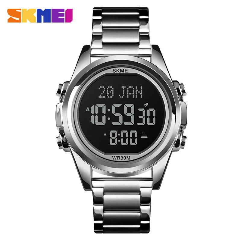 SkmeiElectronic ساعة مؤشر الاتجاه ساعة متعددة الوظائف المرجعية ساعة تنبيه تذكير مضيئة مقاوم للماء الإلكترونية Watc