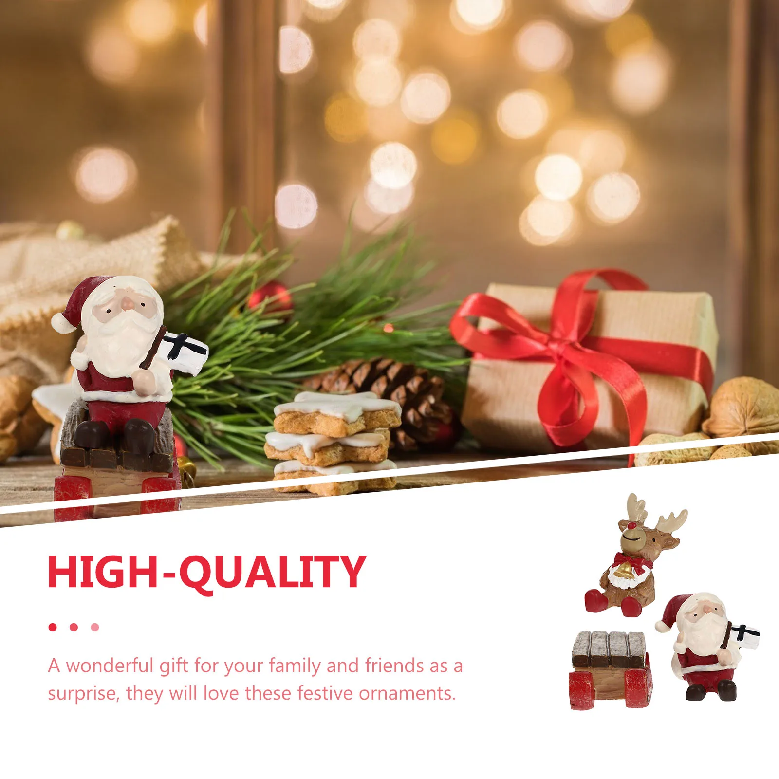 

3Pcs Christmas Micro Landscape Decors Resin Xmas Decorations Rugged Reusable Home Aquarium Reptile Box Party