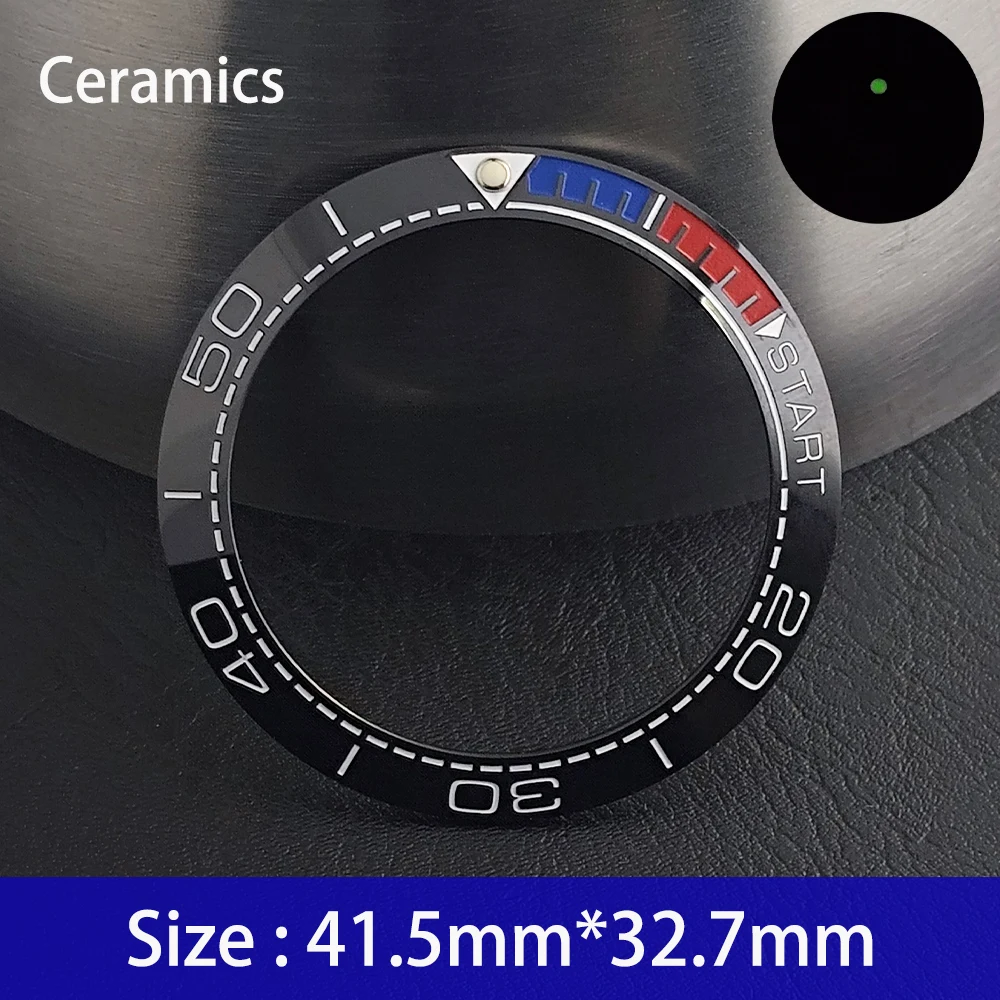 41.5*32.7mm Sloping Watch Ring Ceramic/Aluminium Bezel Insert Ring for 43mm Case Watch Bezel Watch Accessories