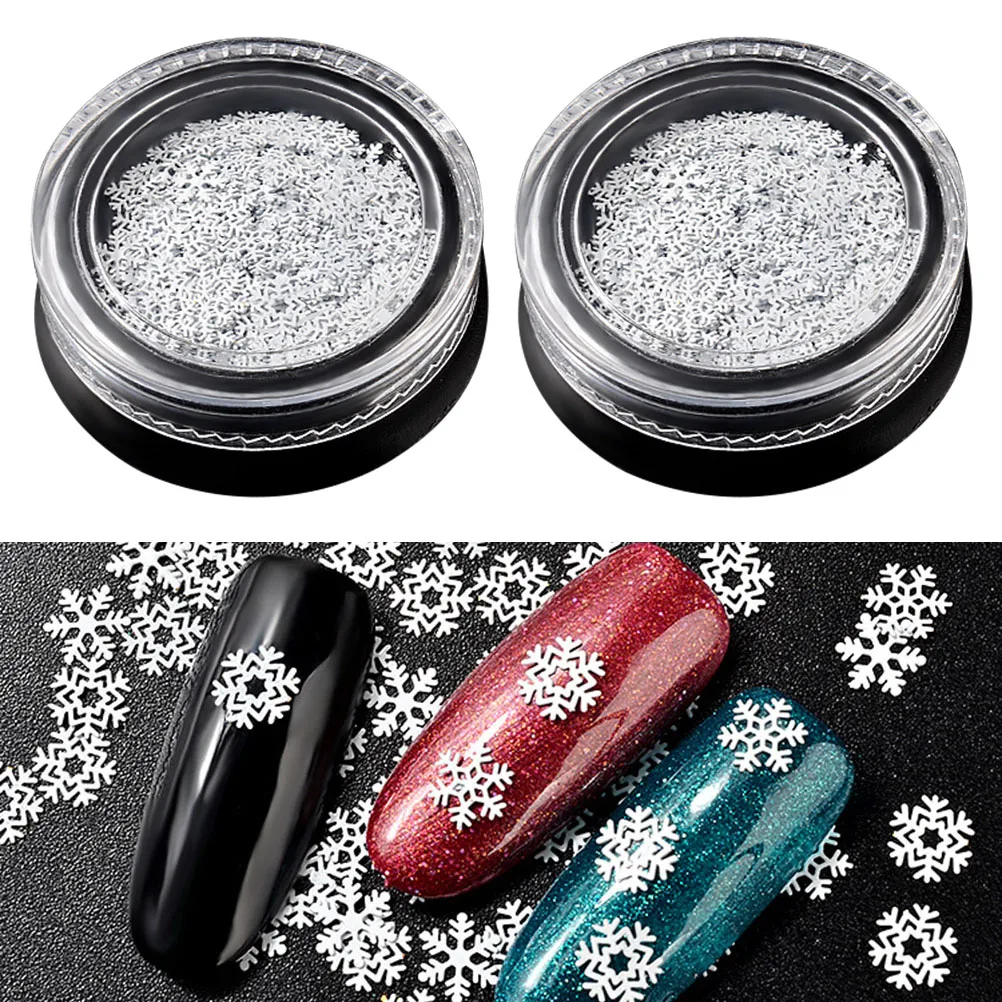 여성 및 소녀용 눈송이 네일 아트 스티커 2박스 젤 폴리쉬와 혼합 가능 DIY 매니큐어 겨울 축제 장식