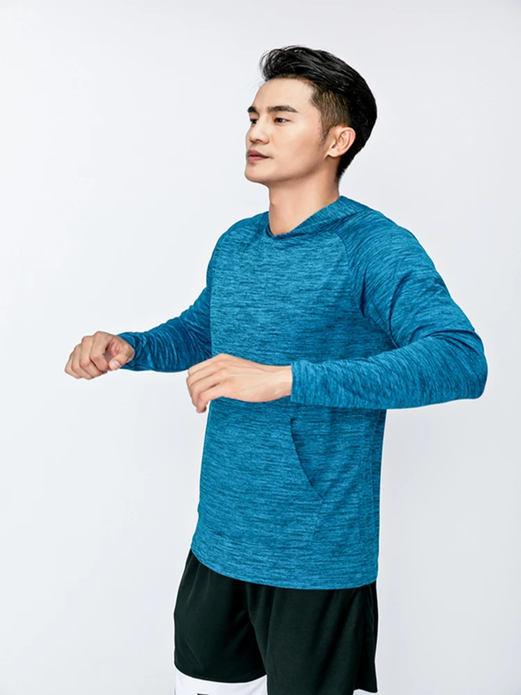 Men Sport Hooded Long Sleeve Bodybuilding Sweatshirt Running Fitness Thin Jacket Solid Color Gym Training Hoodies