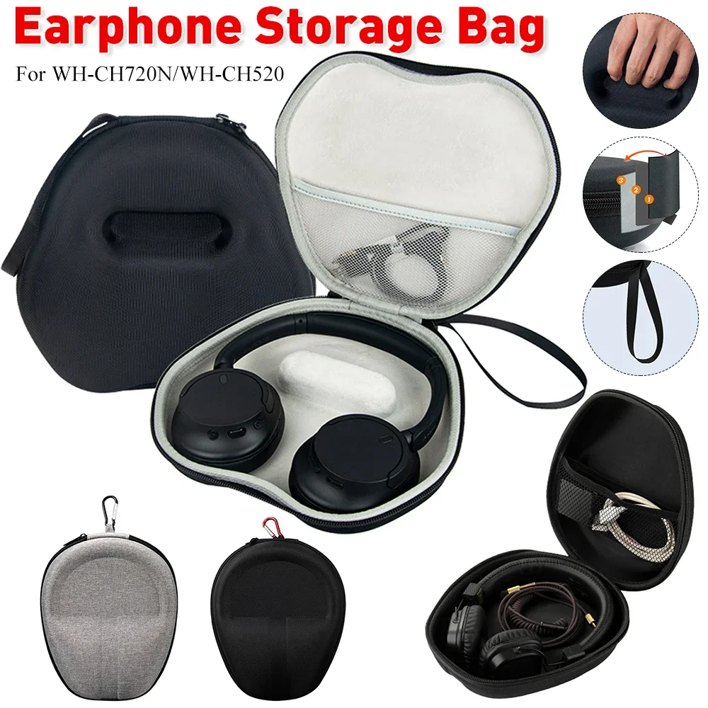 Earphone Case EVA High Quality Bag Headphones Case Protective Hard Shell Accessories for SONY WH-CH720N/WH-CH520 Apple Max