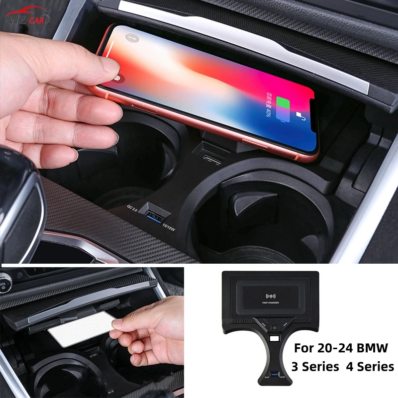 15W Car Wireless Charger For BMW 3 Series G20 4 Series G28 X3 X4 G01 G02 2020-2024 Fast Charger Compatible With Multiple Models
