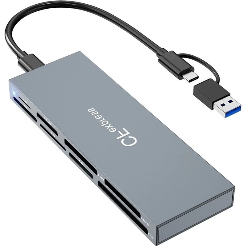ULBS 10Gbps 8-Slot Multi-Card Memory Card Reader Supports Cfexpress Type A/B, XQD, For SD,TF, MS,XD, CF,Simultaneous Read Access