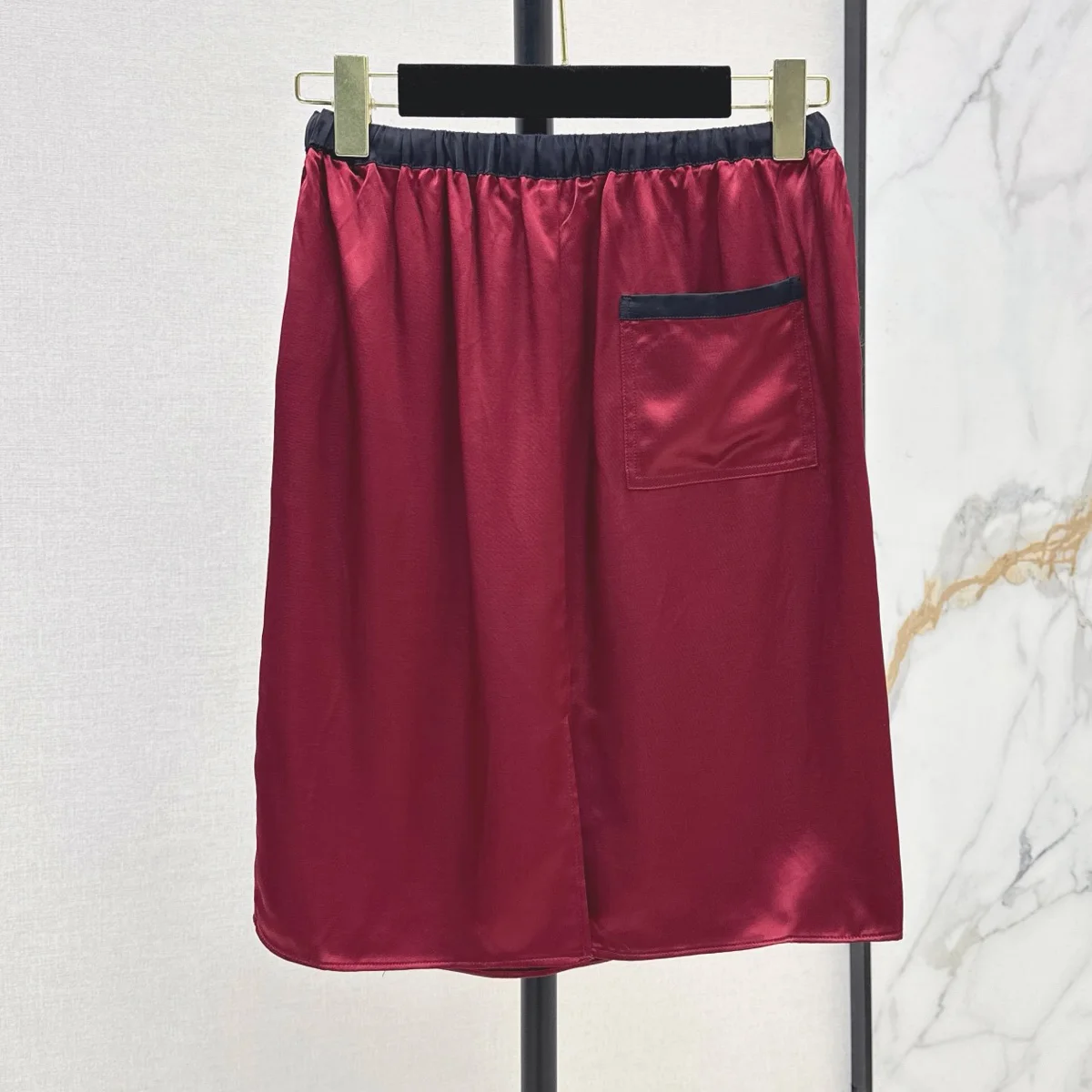 High Quality Women Elastic Drawstring Waist Loose Knee Length Casual Midi Skirt With Pocket lyt2672335
