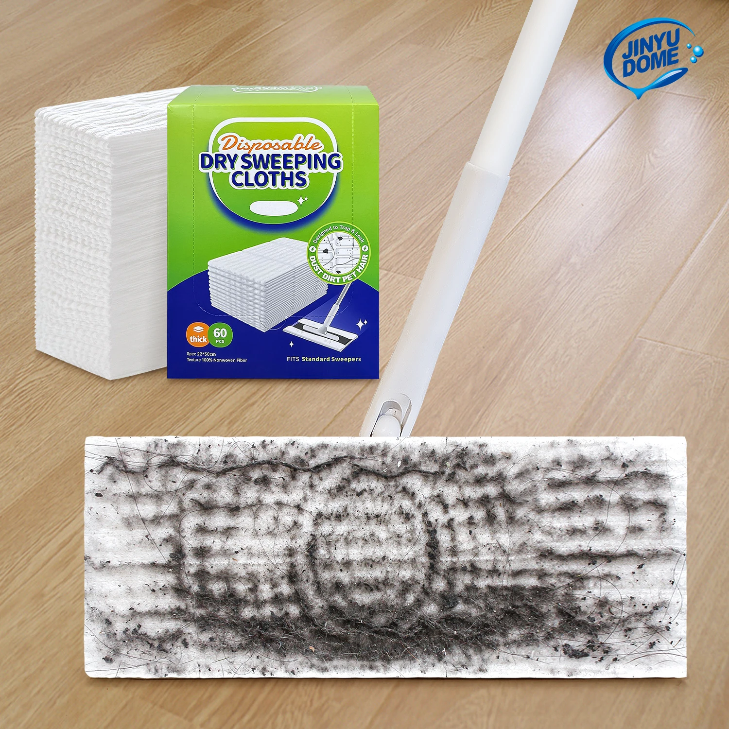 JINYUDOME 8.8x12inch Disposable Electrostatic Dust Mop Pads High-Efficiency Swiffer Wet/Dry Mop Floor Cleaning Cloth