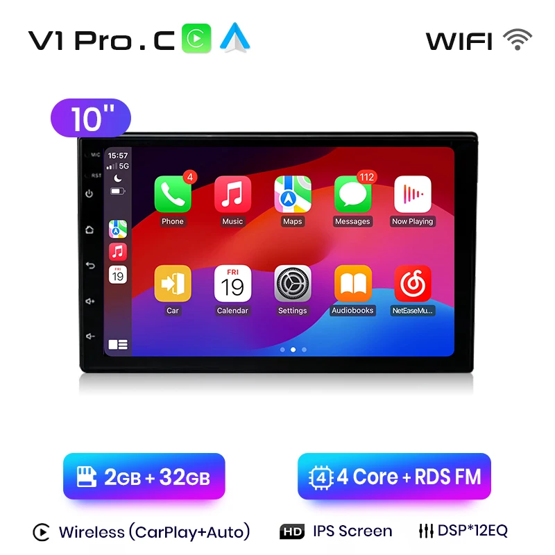 For Truck And Car Vehicles 9 Inch Carplay Smart Screen Dash Cam Front Rear 4K HD Navigation Center Console System Accessories