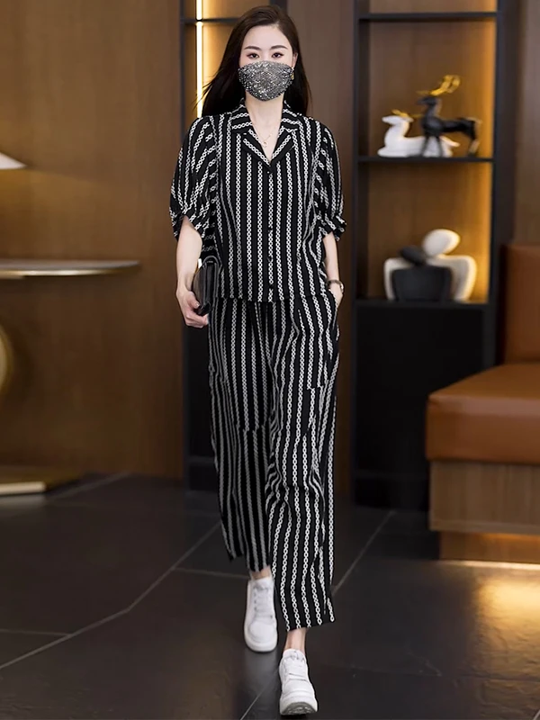 Conjunto de dos piezas para mujer, ropa de marca adelgazante, pantalones de nueve piezas, ort Sves para hermana regordeta, verano 2025, 2025